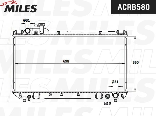 Радиатор охлаждения двигателя Miles (алюминий) для Toyota RAV4 I (XA10) 1994-1997. Артикул ACRB580