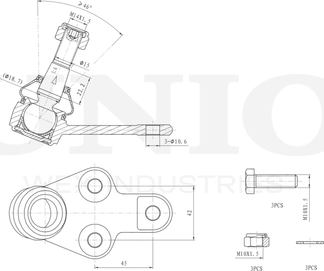 Опора шаровая (Unio). Артикул SSP-20037