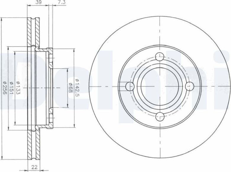 Тормозной диск Delphi передний для Audi 90 II (B3) 1987-1991. Артикул BG2272