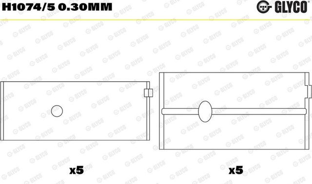 Вкладыши коренные Glyco для Citroen BX 1987-1994. Артикул H1074/5 0.30mm