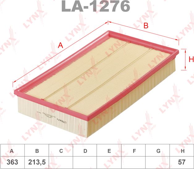 Воздушный фильтр LYNXauto для Audi TT III (8S) 2016-2026. Артикул LA-1276