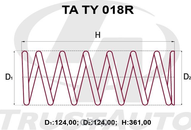 Пружина подвески усиленная () (Trustauto). Артикул TATY018R