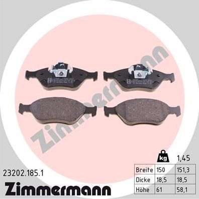 Тормозные колодки Zimmermann. Артикул 23202.185.1