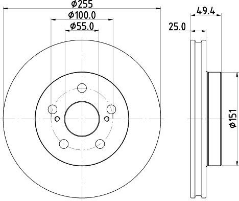 Тормозной диск Nisshinbo передний для Toyota Prius IV (XW50) 2015-2026. Артикул ND1129K