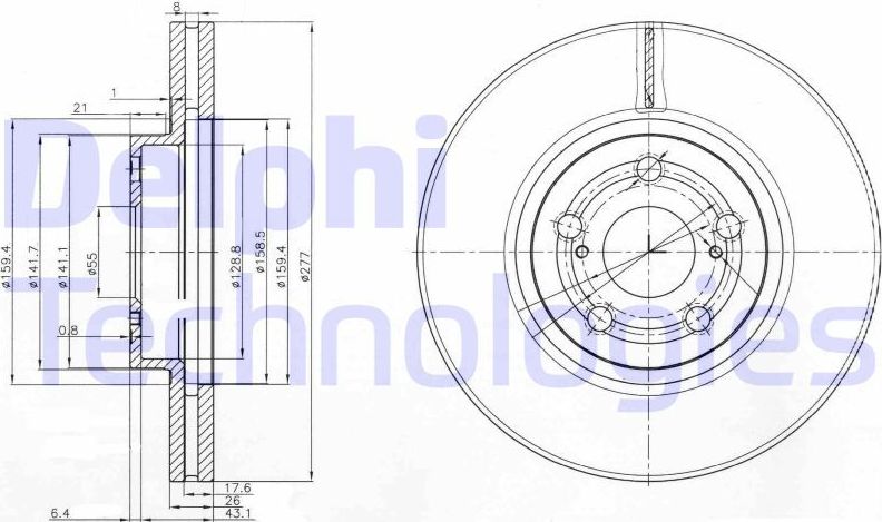 Тормозной диск Delphi. Артикул BG3913