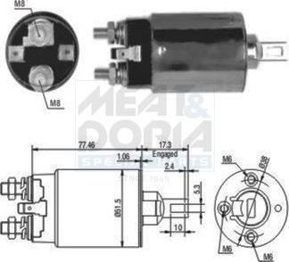 Втягивающее реле стартера Meat & Doria для Mitsubishi Colt I (A150) 1978-1984. Артикул 46057