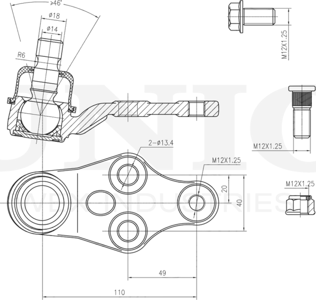 Опора шаровая (Unio). Артикул SSP-20081