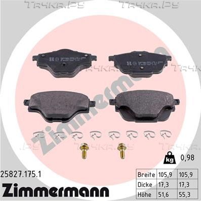 Тормозные колодки Zimmermann задние для Citroen Grand C4 SpaceTourer 2018-2026. Артикул 25827.175.1