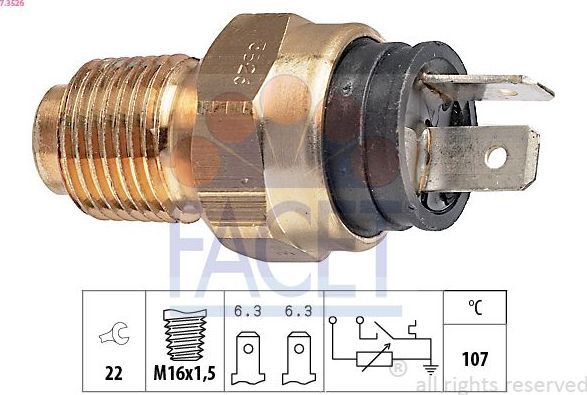 Датчик температуры охлаждающей жидкости Facet Made in Italy - OE Equivalent. Артикул 7.3526