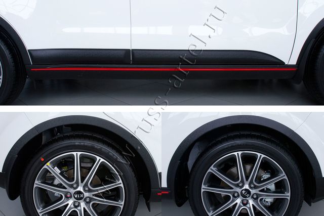 Защитный тюнинг комплект Русская Артель (накладки на колесные арки и молдинги на двери) для Kia Soul II 2017-2019 рестайлинг. Артикул ZKK-189902