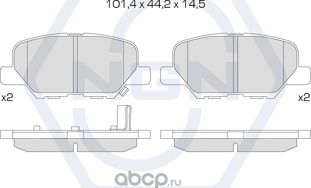 Колодки тормозные керамические, задние (NGN). Артикул 3501998