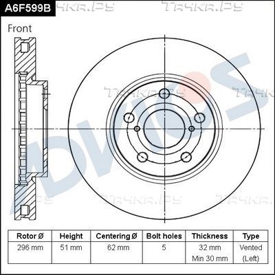 Тормозной диск Advics. Артикул A6F599B