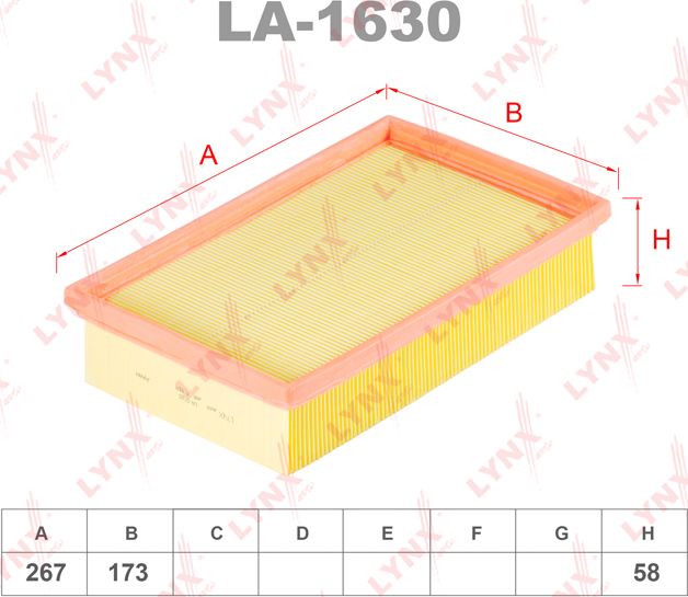 Воздушный фильтр LYNXauto для Volvo C30 I 2006-2007. Артикул LA-1630