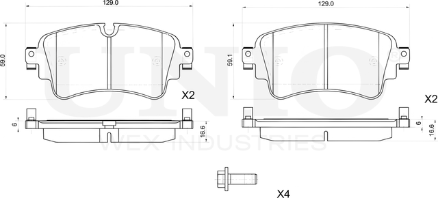 Колодки тормозные дисковые, комплект (Unio). Артикул BRP-20157