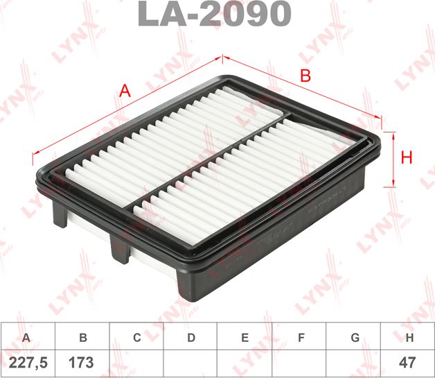 Воздушный фильтр LYNXauto. Артикул LA-2090