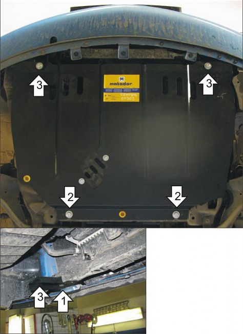 Защита Мотодор для картера, КПП Chrysler PT Cruiser 2006-2010. Артикул 00309