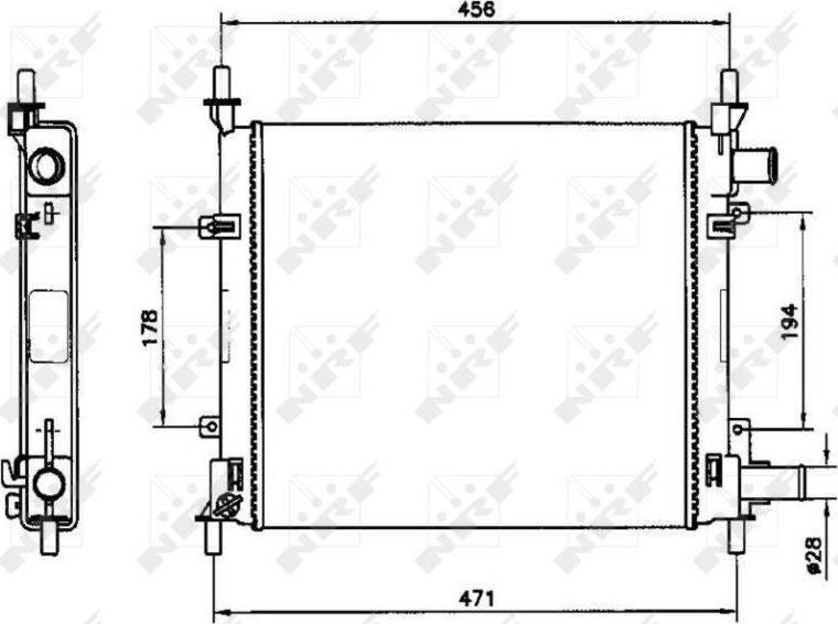 Радиатор охлаждения двигателя NRF (алюминий). Артикул 54601
