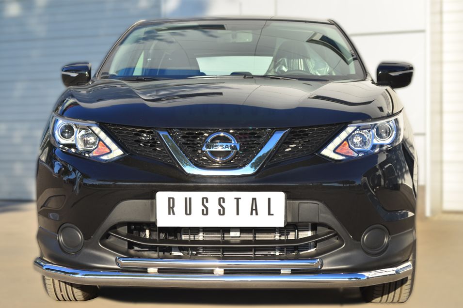 Защита RusStal переднего бампера d63 (секции) d42 (дуга) для Nissan Qashqai II (сборка Европы) 2014-2018. Артикул NQQZ-001787