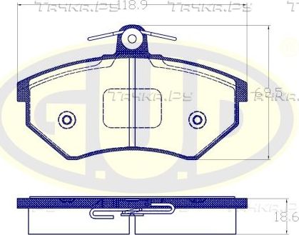 Тормозные колодки G.U.D. передние для Audi 90 II (B3) 1987-1991. Артикул GBP880117