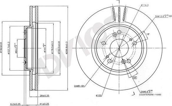 Тормозной диск Advics для Honda Pilot II 2008-2015. Артикул C6F181B