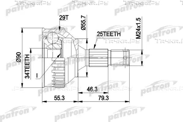 Шрус наружный (граната) Patron. Артикул PCV1282