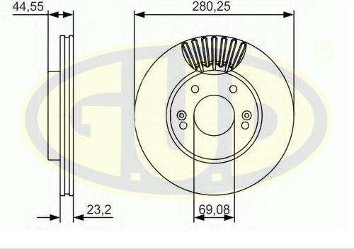 Тормозной диск G.U.D. передний для Kia Ceed II 2012-2018. Артикул GDB123118