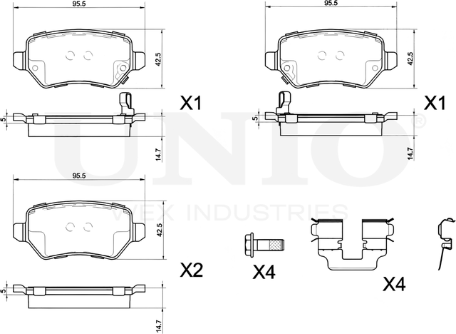Колодки тормозные дисковые, комплект (Unio). Артикул BRP-20240