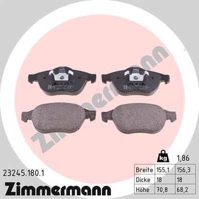 Тормозные колодки Zimmermann. Артикул 23245.180.1