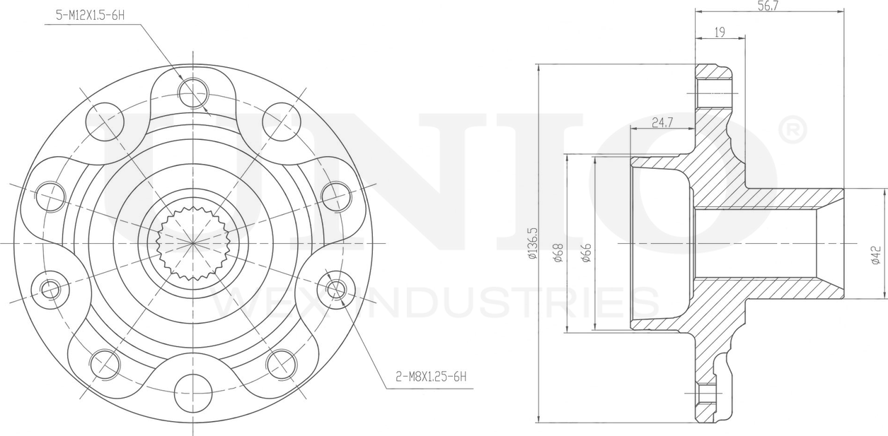 Ступица колеса (Unio). Артикул HUB-20156