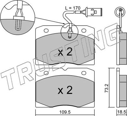Тормозные колодки Trusting передние для IVECO Daily II 1989-1996. Артикул 053.2