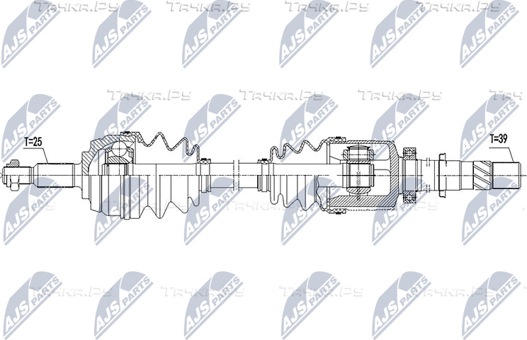 Полуось (привод в сборе, приводной вал) NTY. Артикул NPW-RE-101