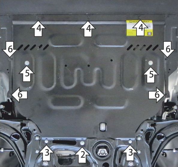 Защита Мотодор усиленная для двигателя и КПП FAW Bestune T55 2023-2026. Артикул 73904