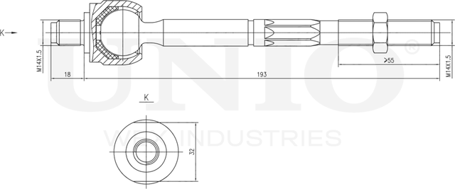 Тяга рулевая (Unio). Артикул SSP-30068
