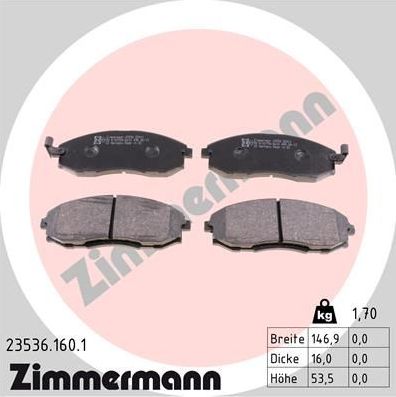 Тормозные колодки Zimmermann. Артикул 23536.160.1