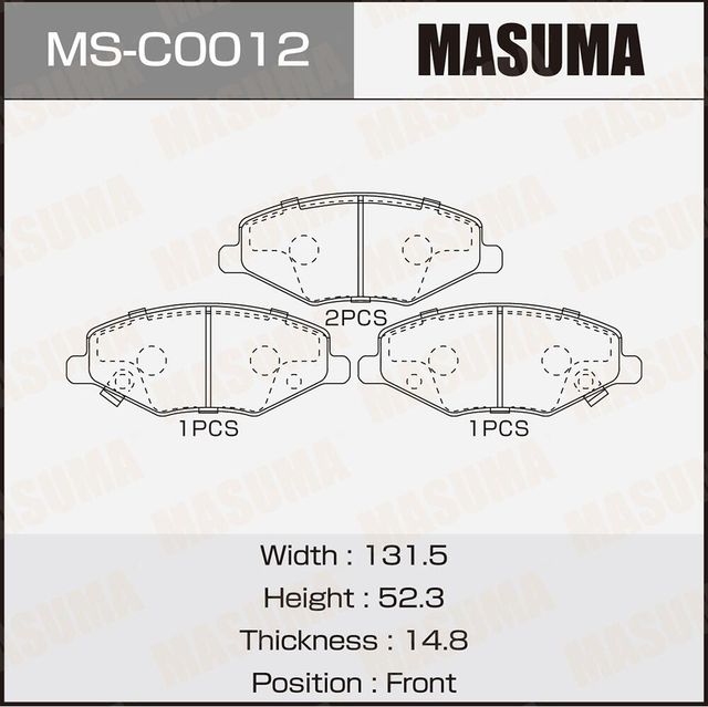 Колодки дисковые MASUMA, front. Артикул MSC0012
