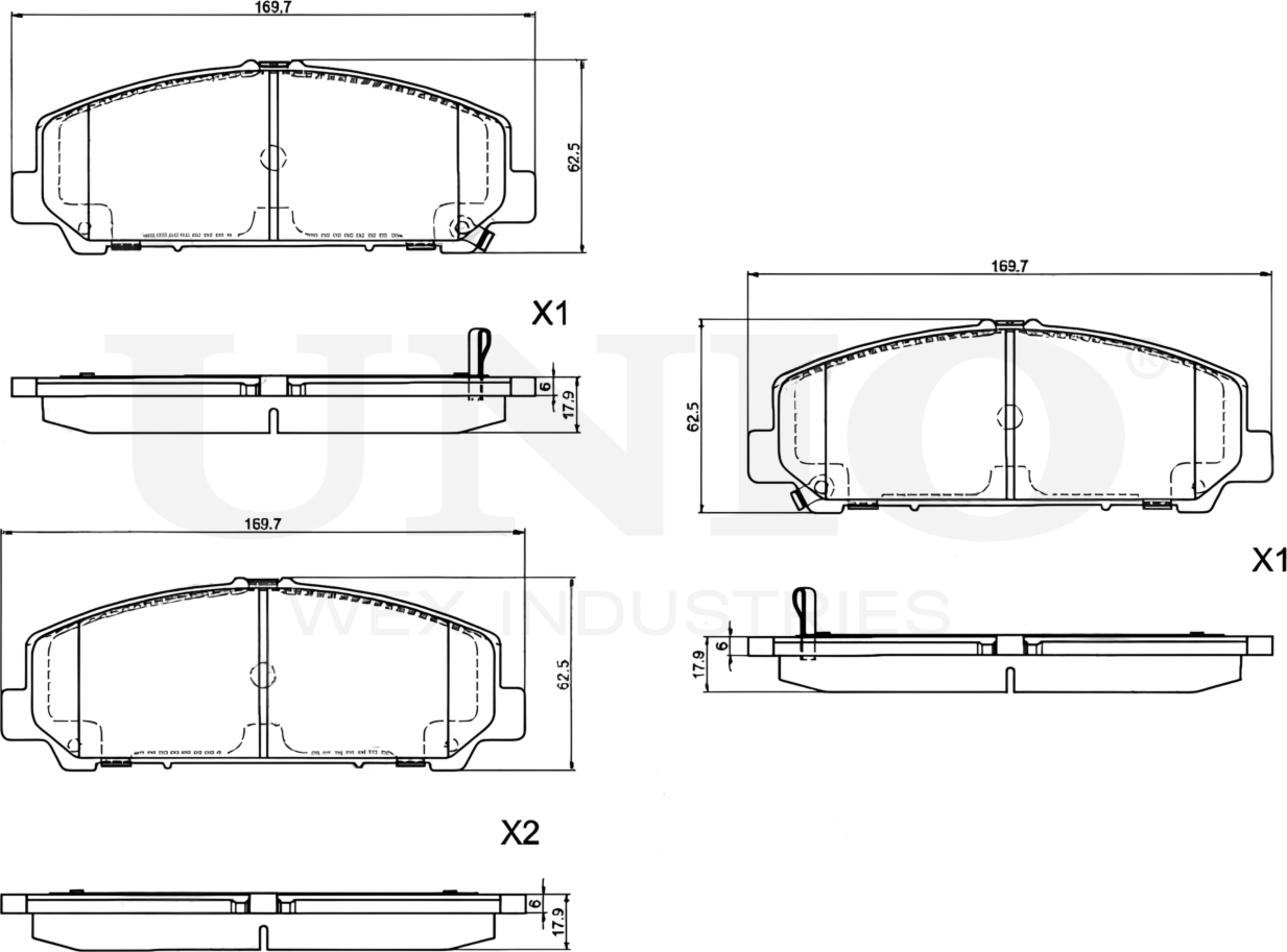 Колодки тормозные диск. передние Infiniti QX56 (JA60,Z62) 06-, Nissan Titan (A60) 06- (Unio). Артикул BRP-20367
