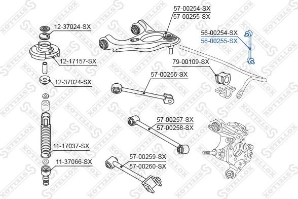 Стойка (тяга) стабилизатора Stellox задняя правая для Acura TSX II 2010-2014. Артикул 56-00255-SX