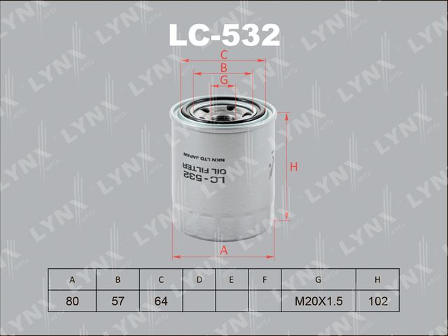 Масляный фильтр LYNXauto для Rover 400 II (HH-R) 1995-2000. Артикул LC-532