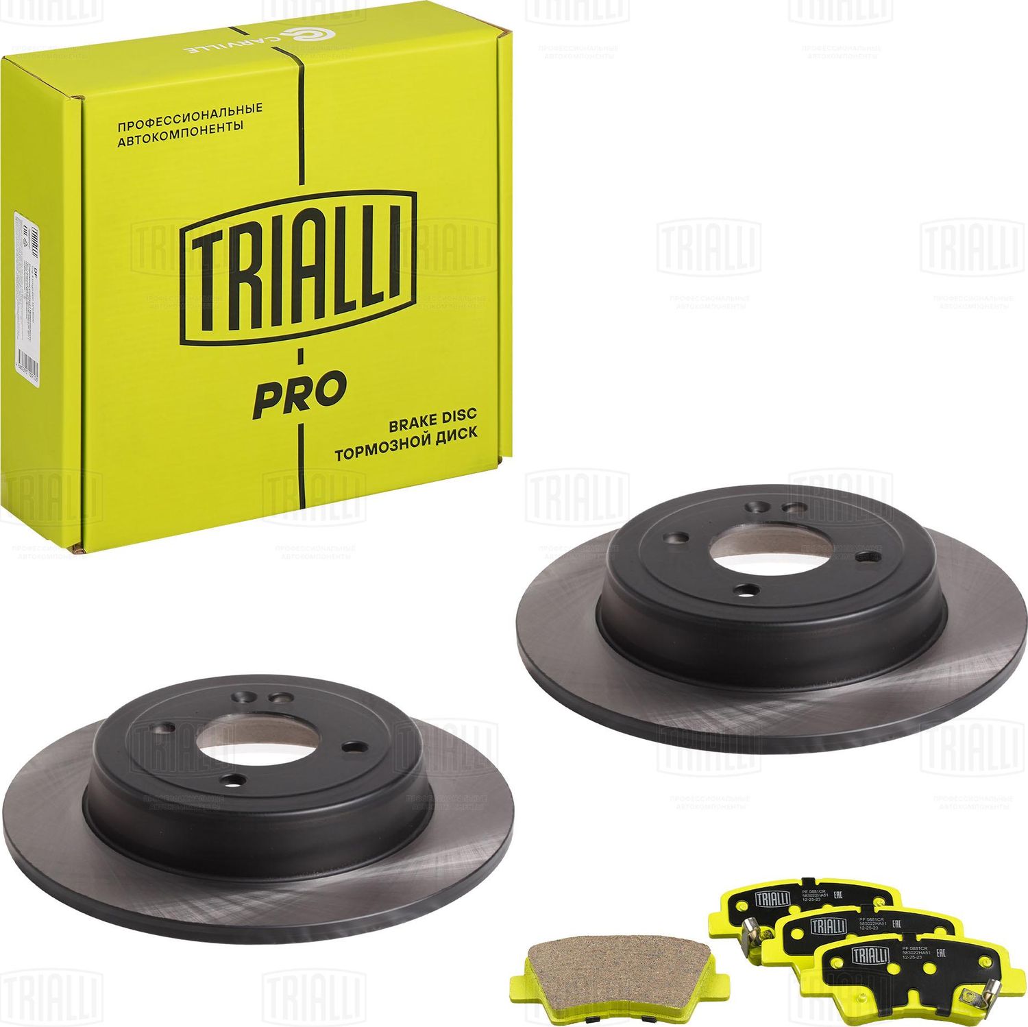 Комплект торм. дисков и колодок для а/м Kia Rio (10-) зад. (перф/слот/окраш+кера (Trialli). Артикул BK0842S