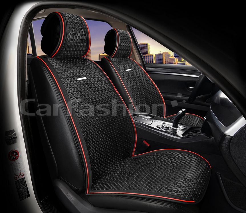 Накидки универсальные CarFashion 2D Breeze Front на передние сидения авто, цвет Черный/Черный/Красный. Артикул 26227