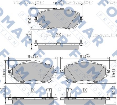 Тормозные колодки Fomar передние для Toyota Corolla E140, E150 2010-2014. Артикул FO 261981
