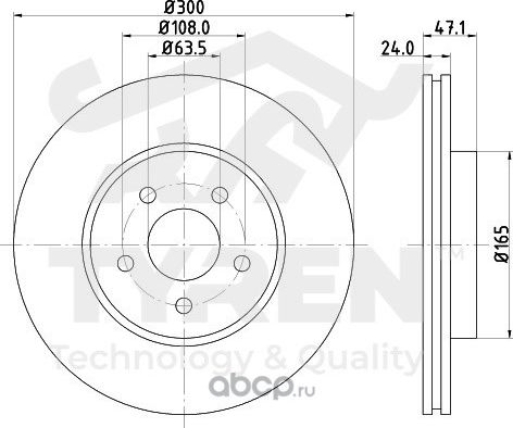 Тормозной диск (Tyren). Артикул TYR1012631