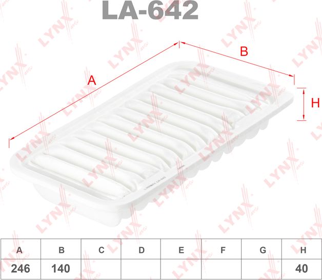 Воздушный фильтр LYNXauto. Артикул LA-642