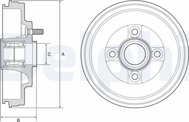 Тормозной барабан Delphi для Mitsubishi Mirage VI 2012-2026. Артикул BFR589