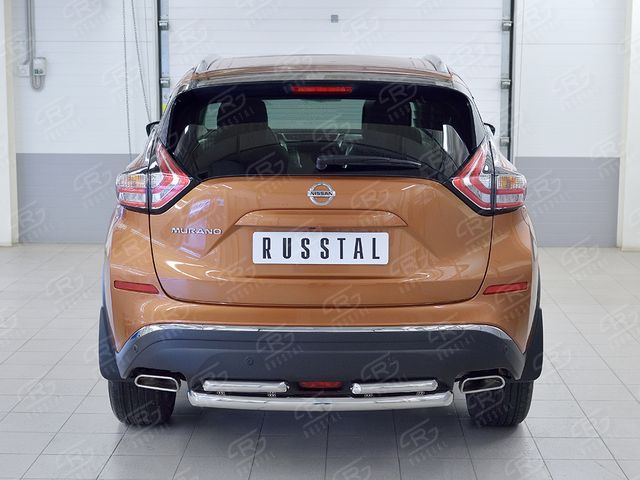 Защита RusStal заднего бампера d63 дуга-d42х2 дуги для Nissan Murano Z52 2016-2026. Артикул NMUZ-002412