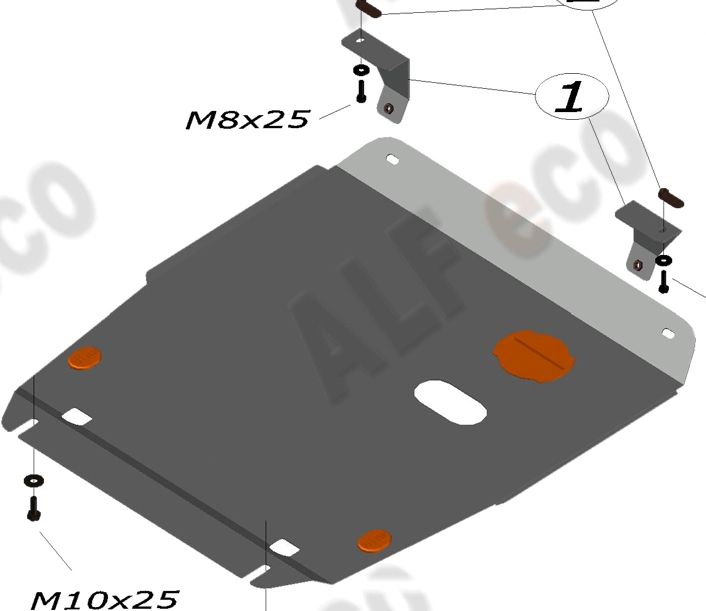 Защита алюминиевая Alfeco для картера и КПП Haval Jolion 2WD (кроме комплектации Comfort) 2021-2026. Артикул ALF.55.03al