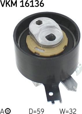 Натяжной ролик (натяжитель) ремня ГРМ SKF. Артикул VKM 16136
