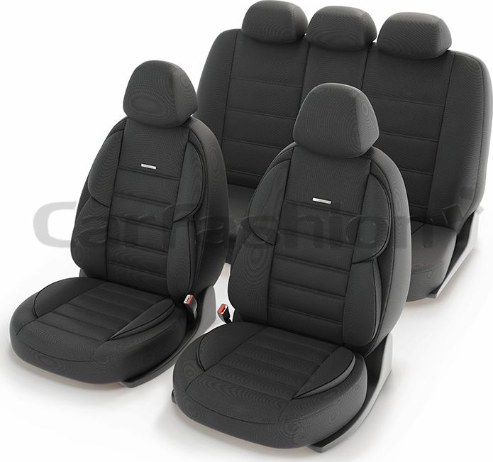 Чехлы универсальные CarFashion Gross на сидения авто, цвет Темно-серый/Темно-серый/Черный. Артикул 11175