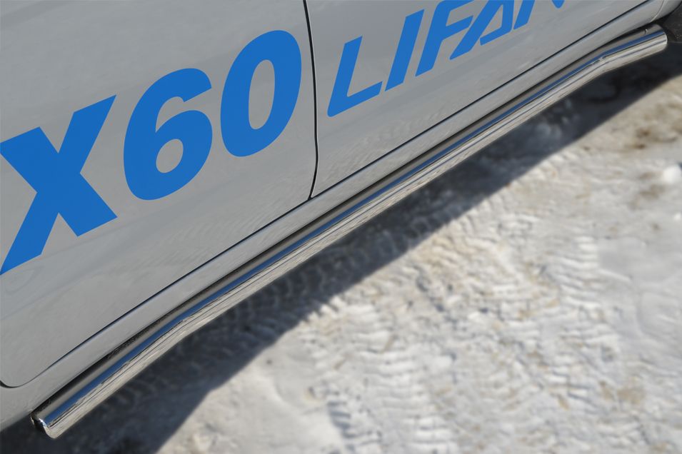 Защита RusStal порогов труба d63 (вариант 3) для Lifan X60 2012-2026. Артикул LFT-0012413