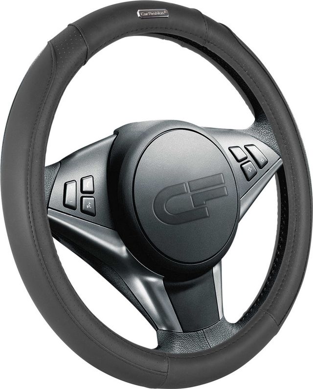 Оплётка на руль CarFashion Goa (размер M, экокожа, цвет ЧЕРНЫЙ/ЧЕРНЫЙ/ЧЕРНЫЙ). Артикул 31320